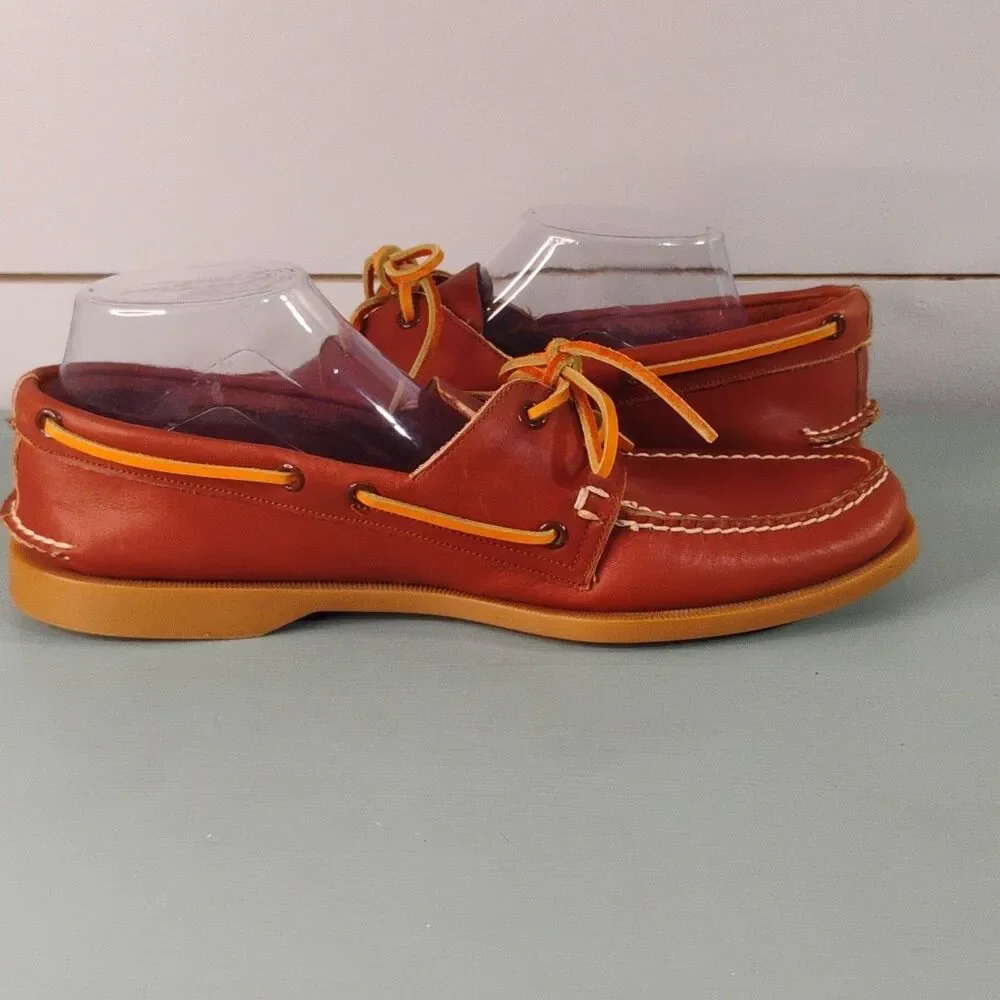 Florsheim Men's Brown Leather Sea Tracs Boat Shoes Round Toe Lace-Up US 11.5